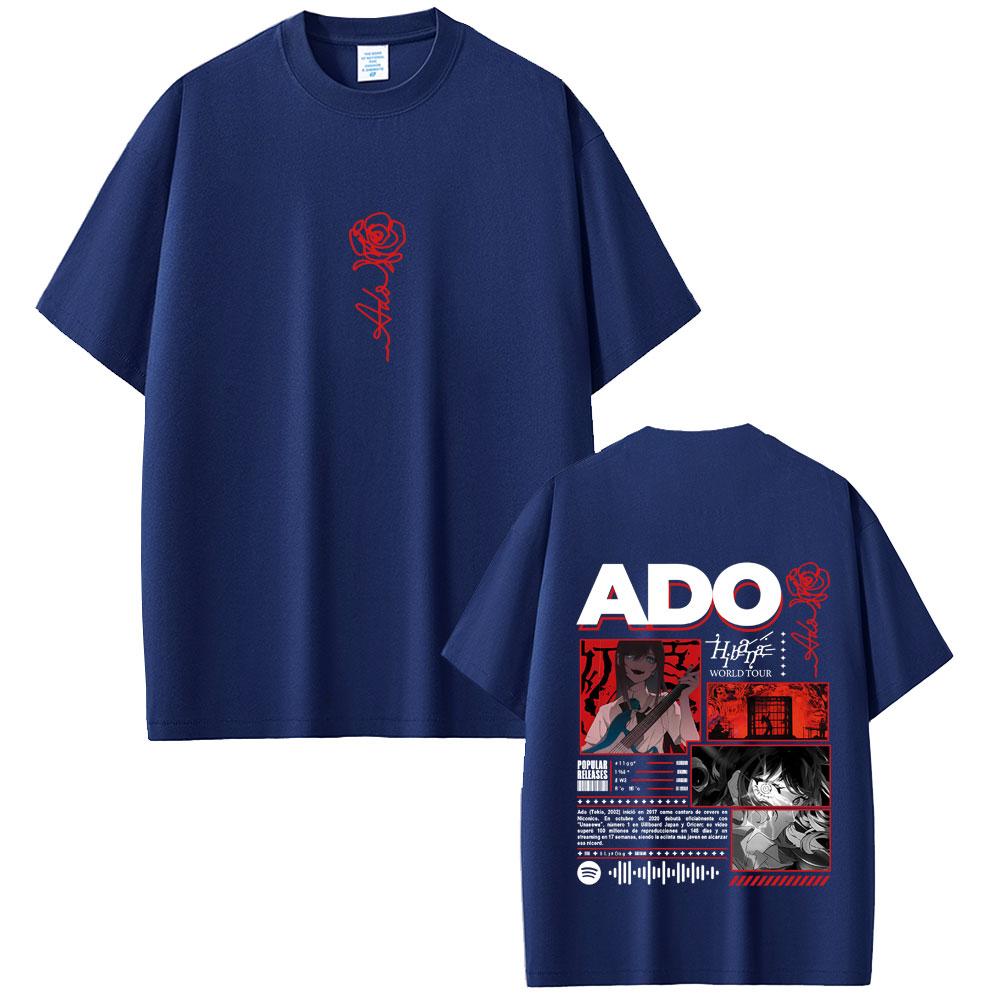 2025 Summer Ado Hibana World Tour 100% Pure Cotton Printed T-shirt Pop Music Unisex Y2k Japanese Style Streetwear Male Tshirt