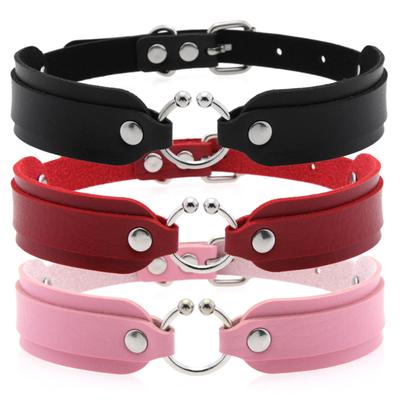 DIEZI Harajuku Gothic Cosplay Choker-Halskette aus PU-Leder für Damen und Herren, Punk, sexy, mit kreisförmigem Anhänger, Torques-Halskette, Geschenkschmuck