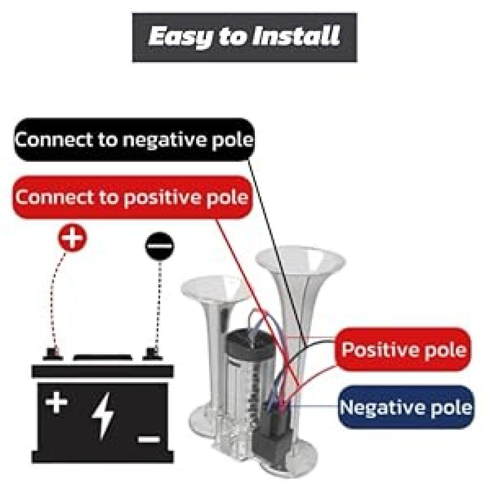 12V 600DB Car Air Horn, Super Loud Air Horn for Truck, Dual Electric Air Horns Kit for Vehicles- With Compressor