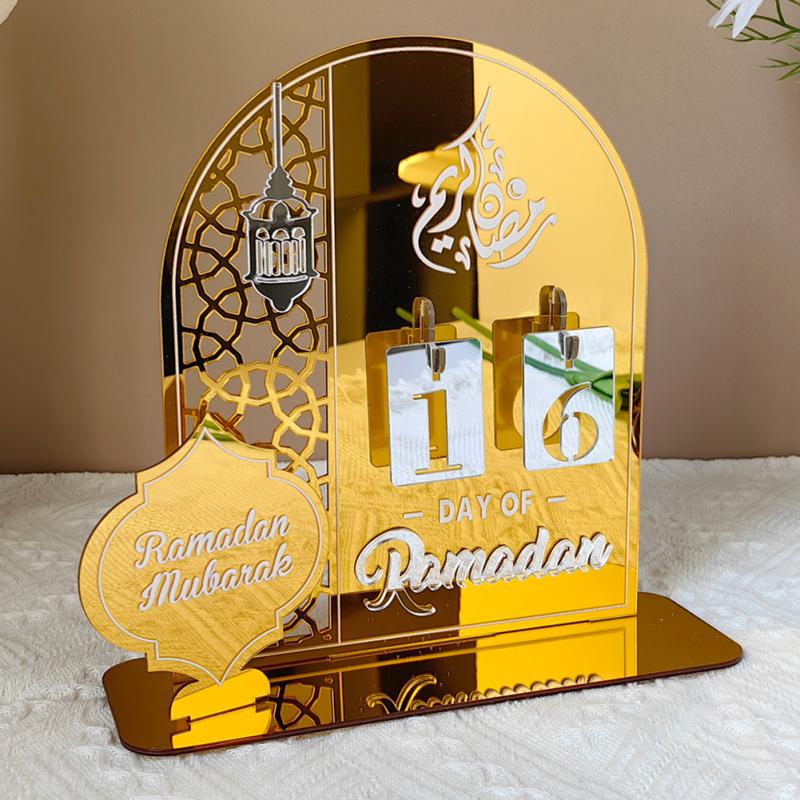 Ramadan Calendar Ornament, Eid DIY Decoration, Digital Timing Acrylic Muslim Mirror Table Festival ADM