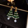 Star-studded Christmas tree imitation pearl fringed silver needle earrings fashion light luxury temperament earrings