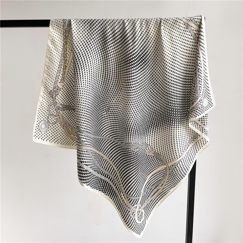 90Cm Design Luxury Twill Silk Women Scarf Sunscreen Foulard Shawl Hijab Female Hair Hijabs Wraps Neckerchief Bandanda Echarpe