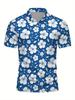 Men'S Short-Sleeve Shirt with a Flat Digital Print Design - Non-Textured