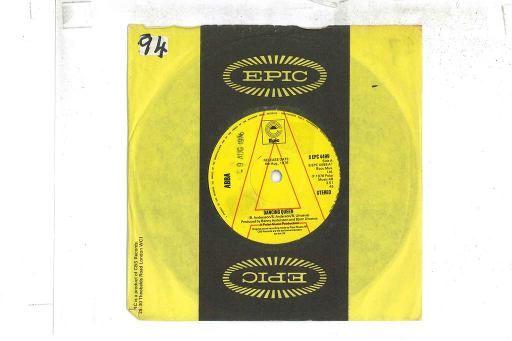 7inch Record ABBA - Dancing Queen / That's Me SEPC4499PROMO EPIC 1976 UK Pop Used