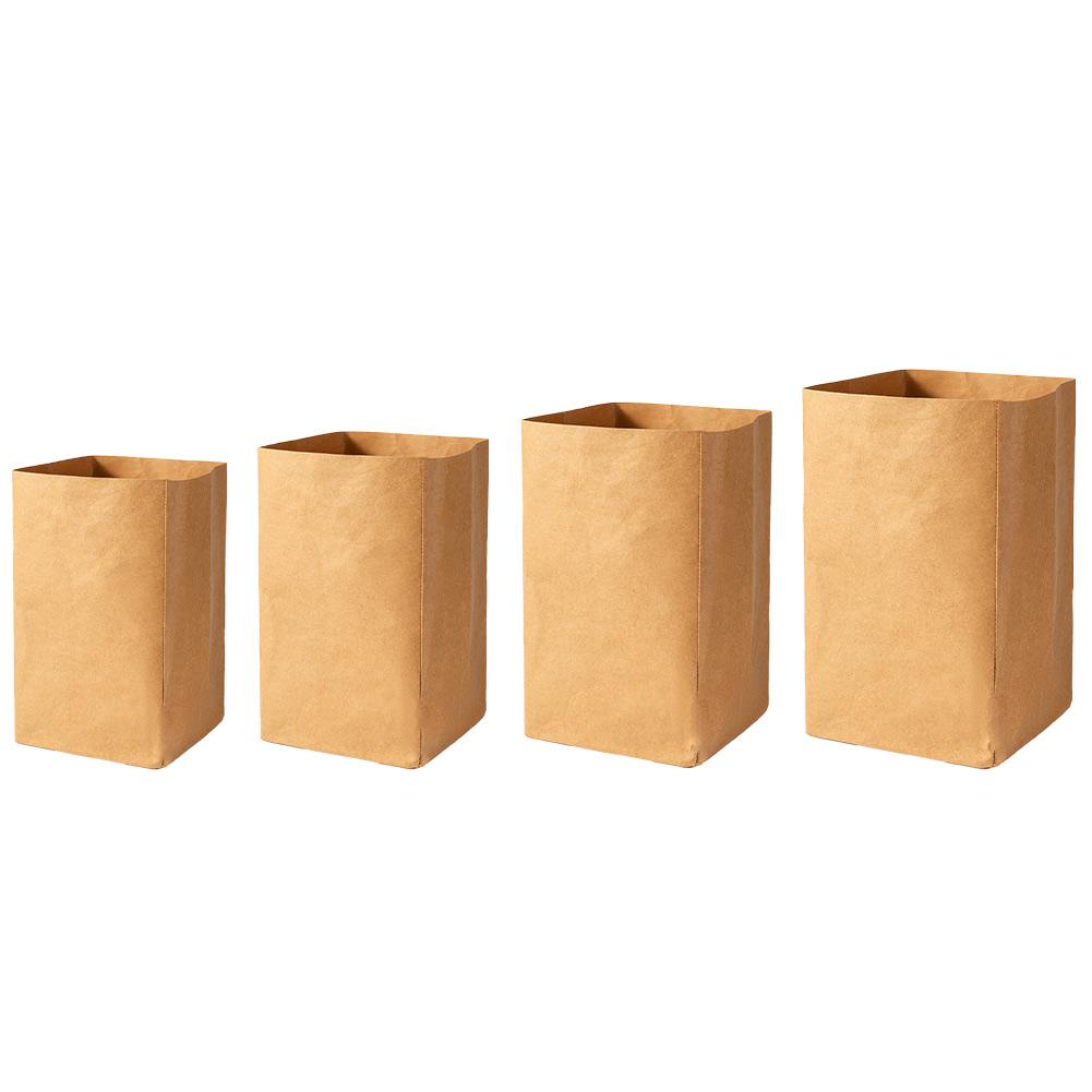 Kraftpaper Bags Multiuse 4 Sizes Foldable Washable Degradable for Storing For Plants Potatoes and Office Supplies