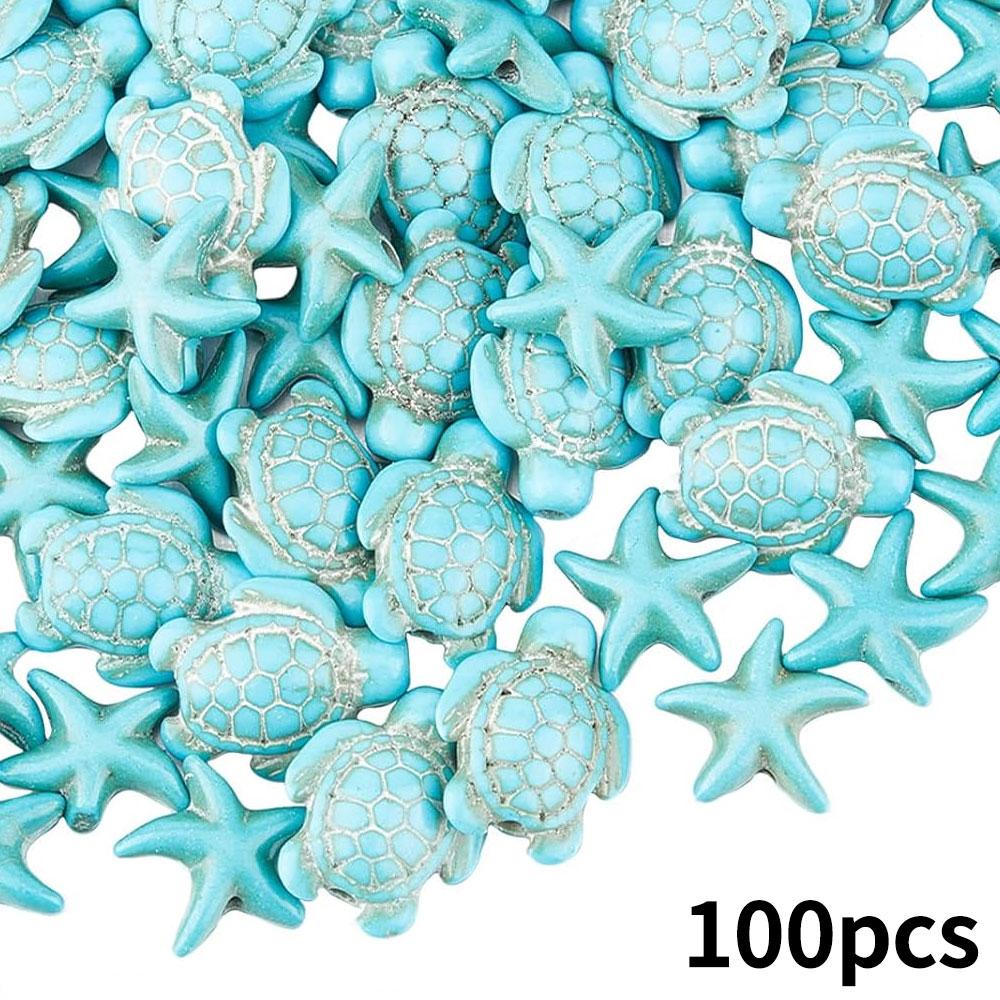100pcs Turquoise Sea Turtle Zhuhai Star Bead Colorful Marine Life Bead Craft Bead Jewelry Making Bracelet Necklace Foot Chain DIY Supplies