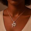 Zinc Alloy Pendant Necklace with Cubic Zirconia Letter Necklace  Jewelry Accessories