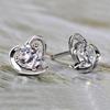 Korean Style Heart-shaped Silver-plated Earrings for Women - Fashionable European and American Jewelry