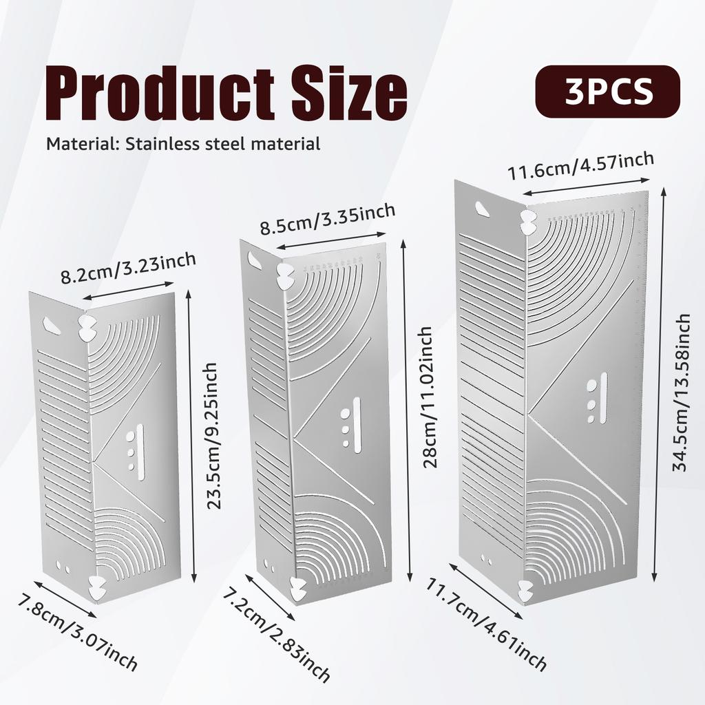 Stainless Steel Adjustable Linear Arc Scriber 90° Precision Flex Angle Arc Marking Tool Rustproof Metalworking Pipe Bend Markers