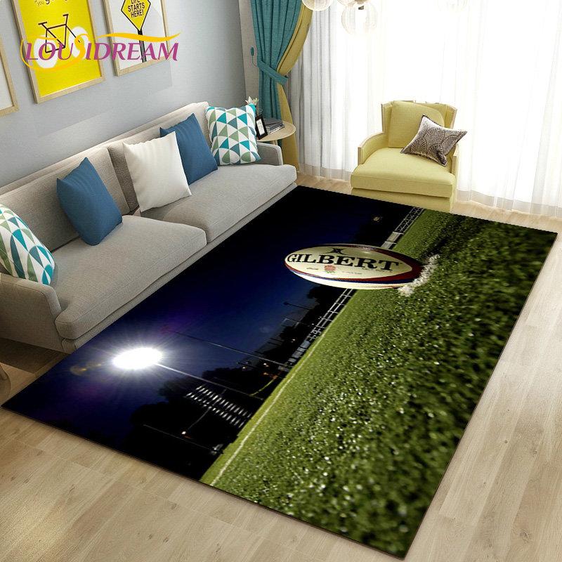 American Football Rugby Area Rug Large,Carpet Rug for Living Room Bedroom Sofa Doormat Decoration, Kids Non-slip Floor Mat 3D