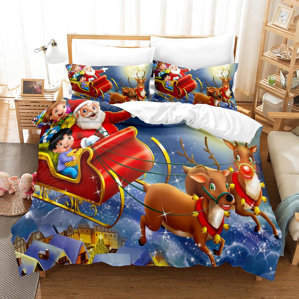 3D Digital Printing Three-Piece Set, Santa 2 Printing Bedding Kit