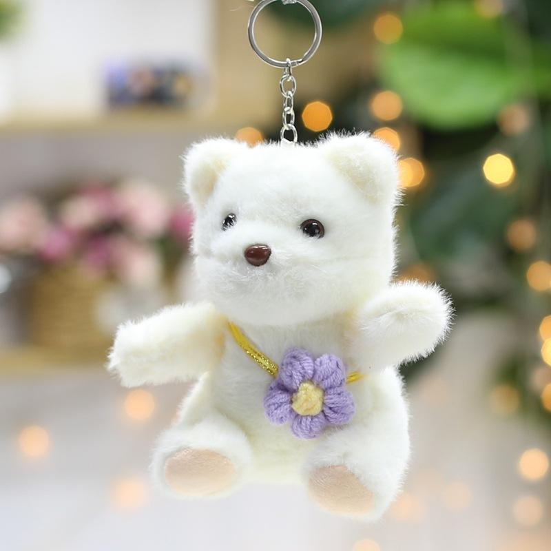 

Кулон в виде медвежонка с цветком, милый медвежонок с лентой, плюшевая игрушка-кукла, подвеска для сумки, брелок-кукла 15cm