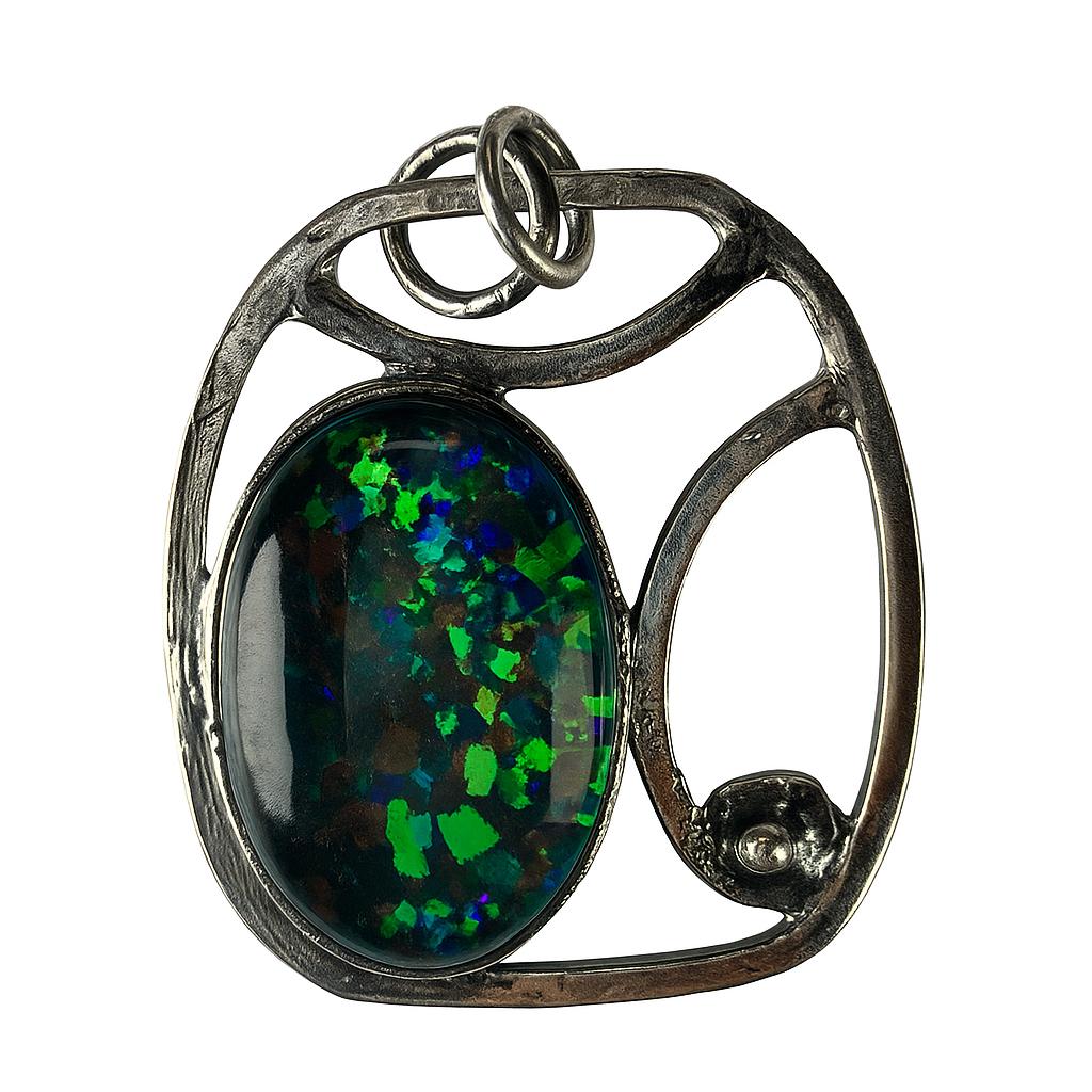 38.70 Ct Natural Aurora Fire Opal Oval Certified 925 Sterling Silver Pendant