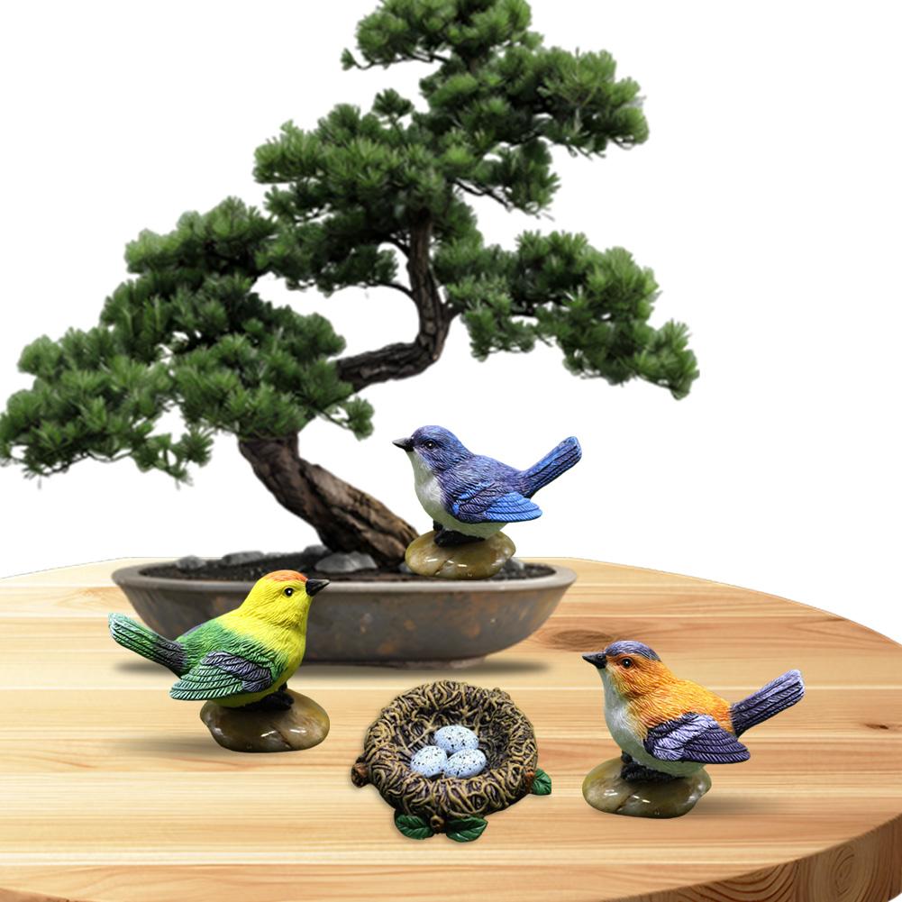 Bird Figurines with Nest Bird Statues Decorative Bird Landscape Ornaments Fairy Garden Accessories for Micro Landscape