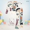 Girls Abstract Face Printed Round Neck Long Sleeve Top And Flared Pants Two Piece Outfit