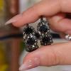 Elegante schwarze Zirkonia-Creolen im Vintage-Stil für Damen - Perfekt für Partys & Geschenke