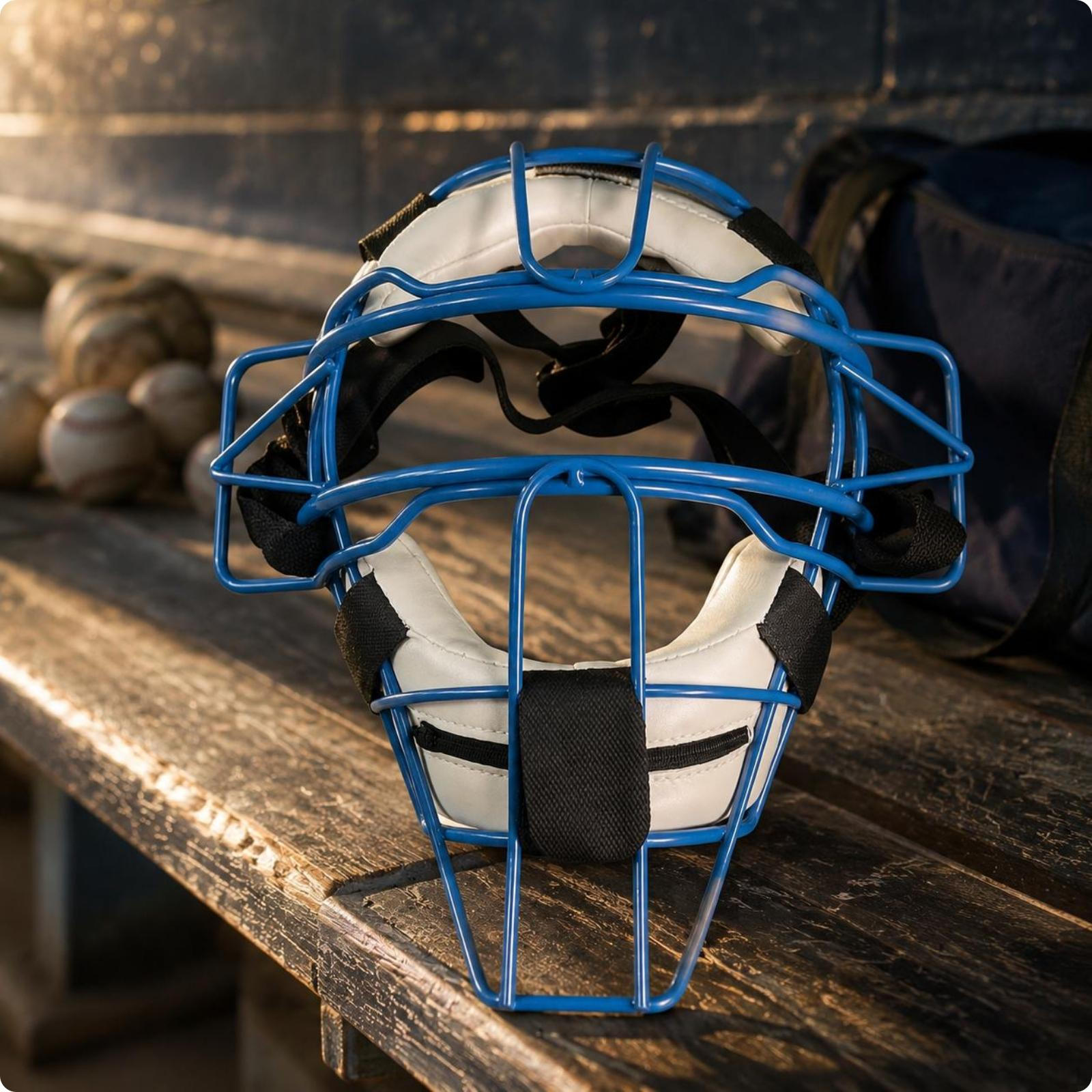 Baseball Catcher Facial Guard Metal Wire Padded Shielded Cage Bluewhite Adult Blue-white Adult