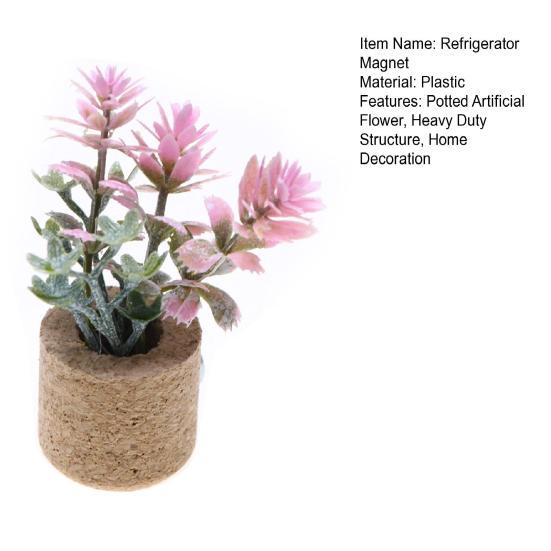 Artificial Potted Plants Refrigerator Magnet Home Office Kitchen Locker Fridge 3D Miniature Cork Pot Fake Flower Magnetic Decoration Ornament