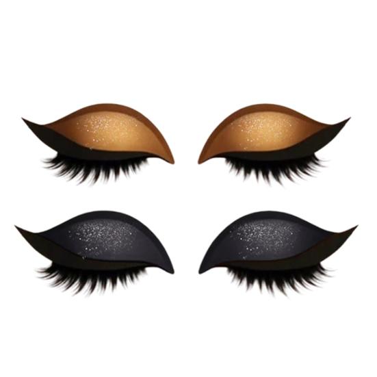2 Pairs Lazy Eye Shadow Eyelash Patch 2-in-1 Eyeshadow Eyelashes Makeup Stickers Reusable Eye Makeup Stickers with False Lashes Shadow