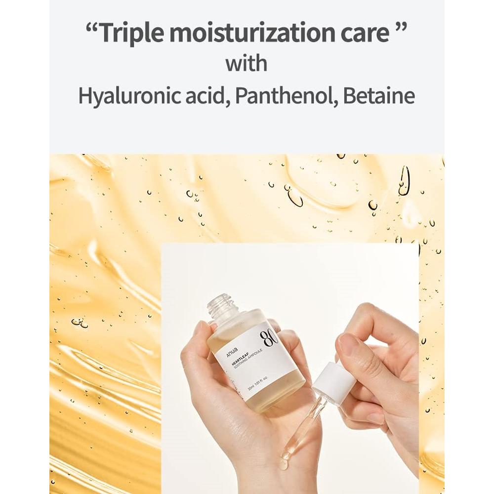 Anua Heartleaf 80 Soothing Ampoule 30ml – 80% Houttuynia Cordata Extract Calming Hydrating Serum for Sensitive Skin