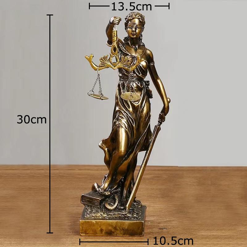 Gerechtigkeit und Gerechtigkeit Göttin Figuren Statue Schreibtischdekoration Mythischer Charakter Harzskulptur Raum Ästhetische Dekoration