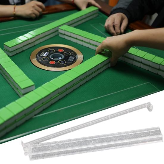 4Pcs Rack Jongg with Pusher Heavy Mahjong Tile Holder Push Ruler