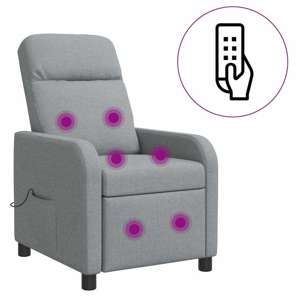Massage Recliner Light Gray Fabric