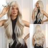 ALAN EATON 13*6 Lace Front Perücken Hellgoldblond Ombre Synthetische Lange Wellige Perücken für Frauen Täglich Cosplay Hohe Dichte Haar