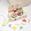 Early Education Wooden Simulation Cooking Kitchen Pretend Play Toy, Wooden Stove Cookware Tableware Cognitive Toy for Baby