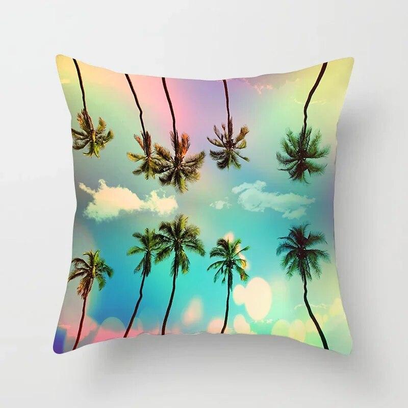 45X45CM Summer Beach Charming Landscape Pillowcase Palm Tree Plant  Bed Sofa Car Cushion Cover Home Decoration
