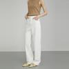 Elle French Design Solid Color Casual Straight Leg Jeans Women bottoms Off-White EQ50930