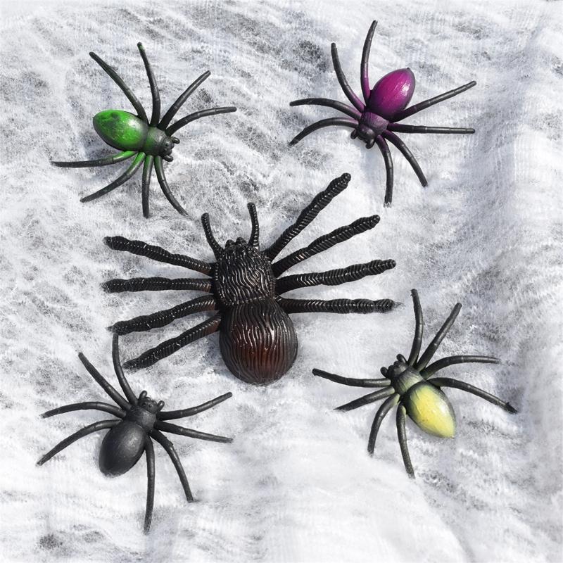 5Pcs Portable Faux Spiders Party Supplies Easy Indoors Outdoor Halloween Decoration Halloween Party Supplies