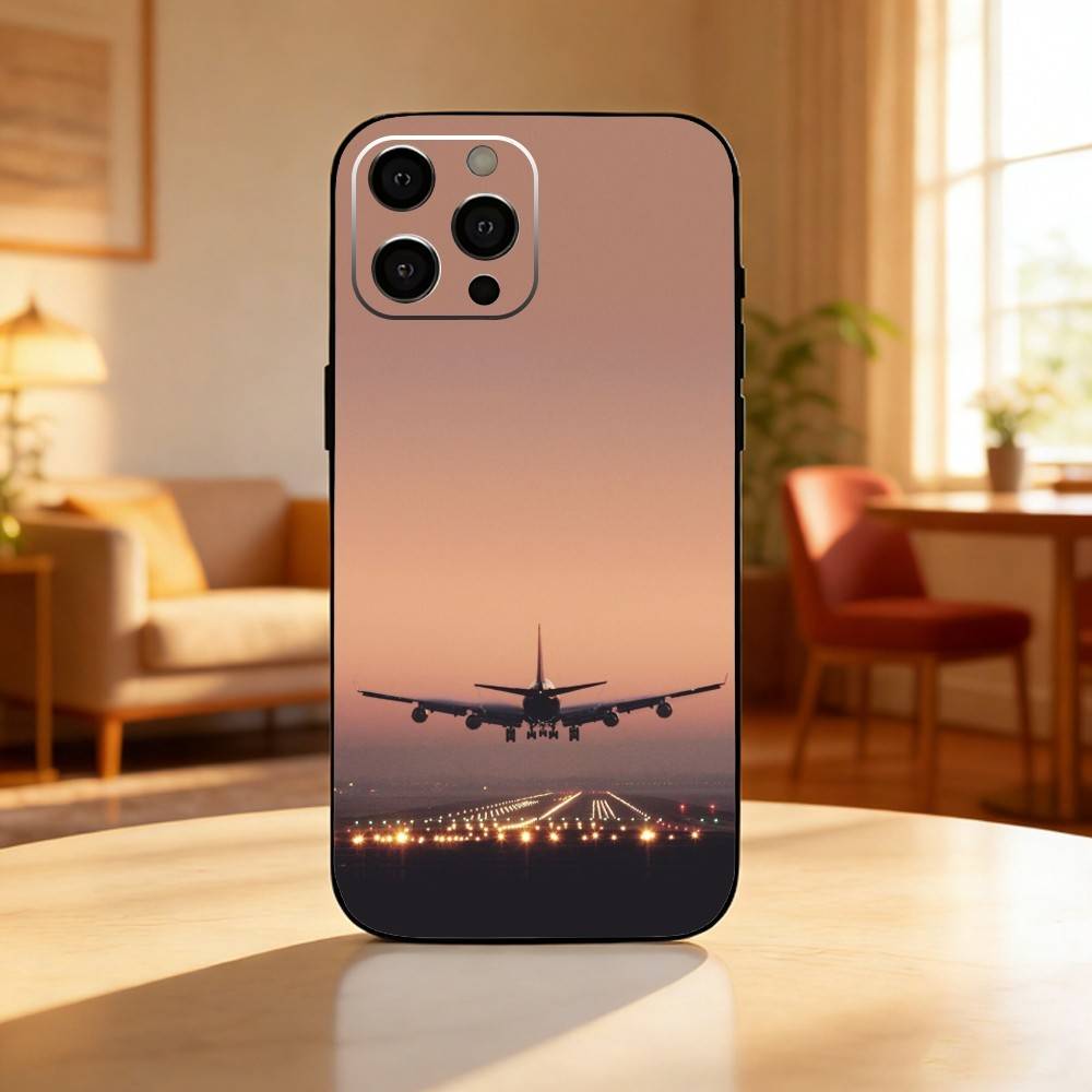 Airplane Plane Phone Case For iPhone 17 16 15 14 13 12 Max Plus Silicone Black Cover