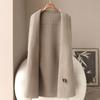 Women's Long Double-Faced Wool Coat: Round Neck, Slim Fit, 30% Cashmere, High-End Spring/Autumn Style