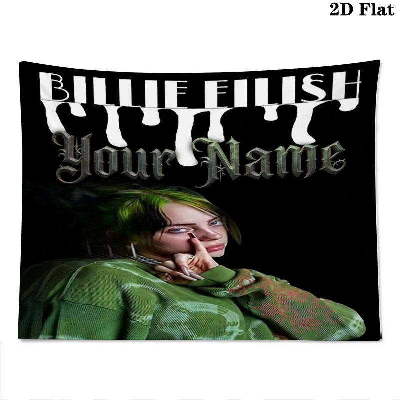 Arazzo da Parete con Nome Personalizzato Billie Eilish Appeso Estetico alla Parete Coperta in Tessuto Stampato Arazzi Decorativi per Camera da Letto Soggiorno Decorazioni per la Casa