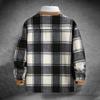 Men's Striped Plaid Casual Loose Button Lapel Long Sleeve Hooded Cardigan Shirt Jacket