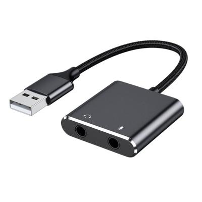 USB-Soundadapter Externe Stereo-Soundkarte mit 3,5-mm-Kopfhörer-Mikrofon-Anschluss Geeignet für PC, Mobiltelefon, Laptop