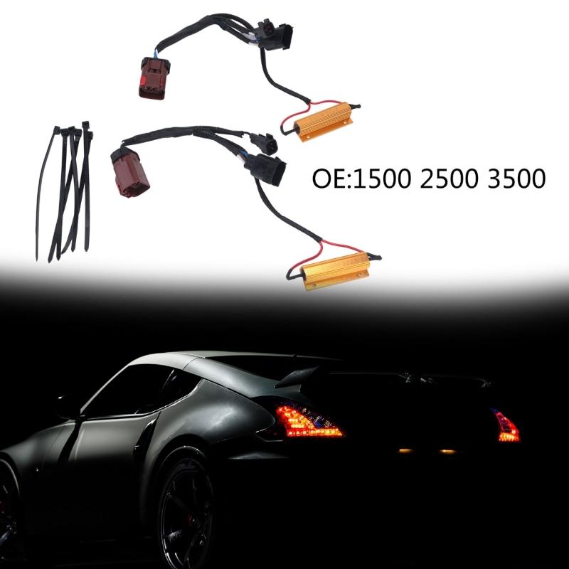 LED Tail Light Wiring Adapter for 2009-2018 1500 2500 3500 with Attached End Fittings and Two Finned Modules, Built to Link Existing Halogen Tail