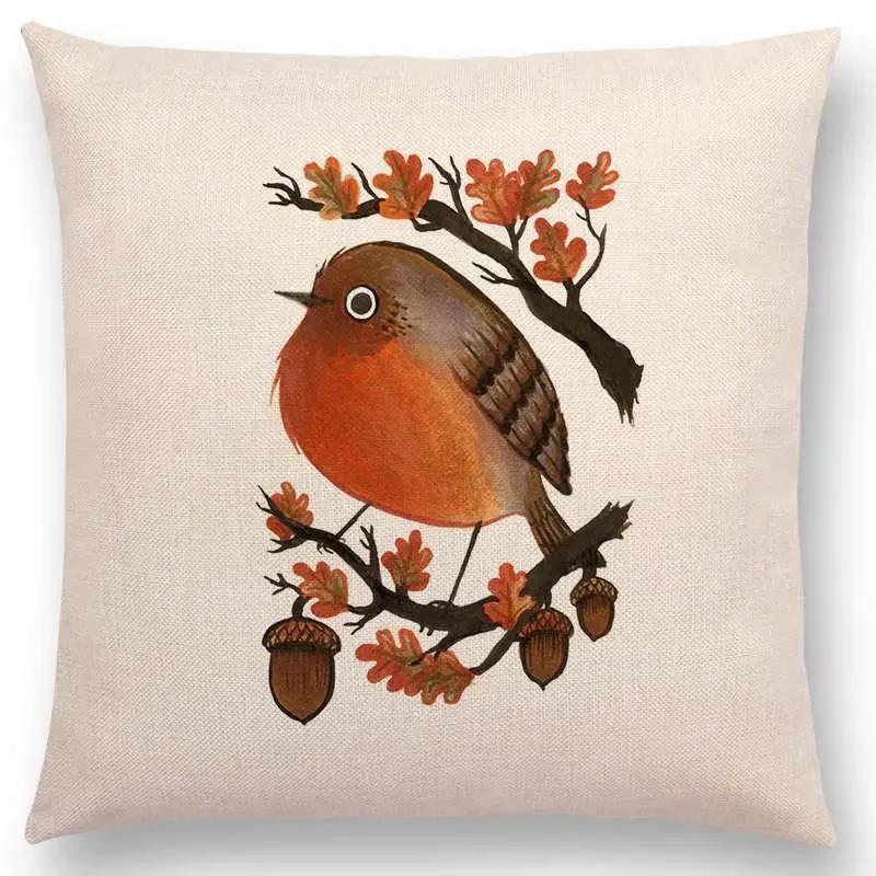 Retro Mystery Watercolor Art Totem Sofa Pillow Case Animals Deer Bear Bird Fish Fox Owl Snake Rabbit Heron Bee Cushion Cover