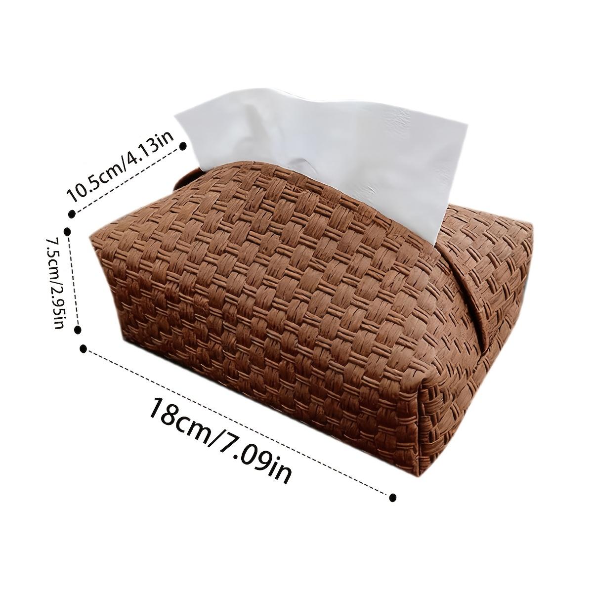New bamboo woven pattern tissue box, tissue storage box, vintage style retro car-mounted large-capacity tissue box