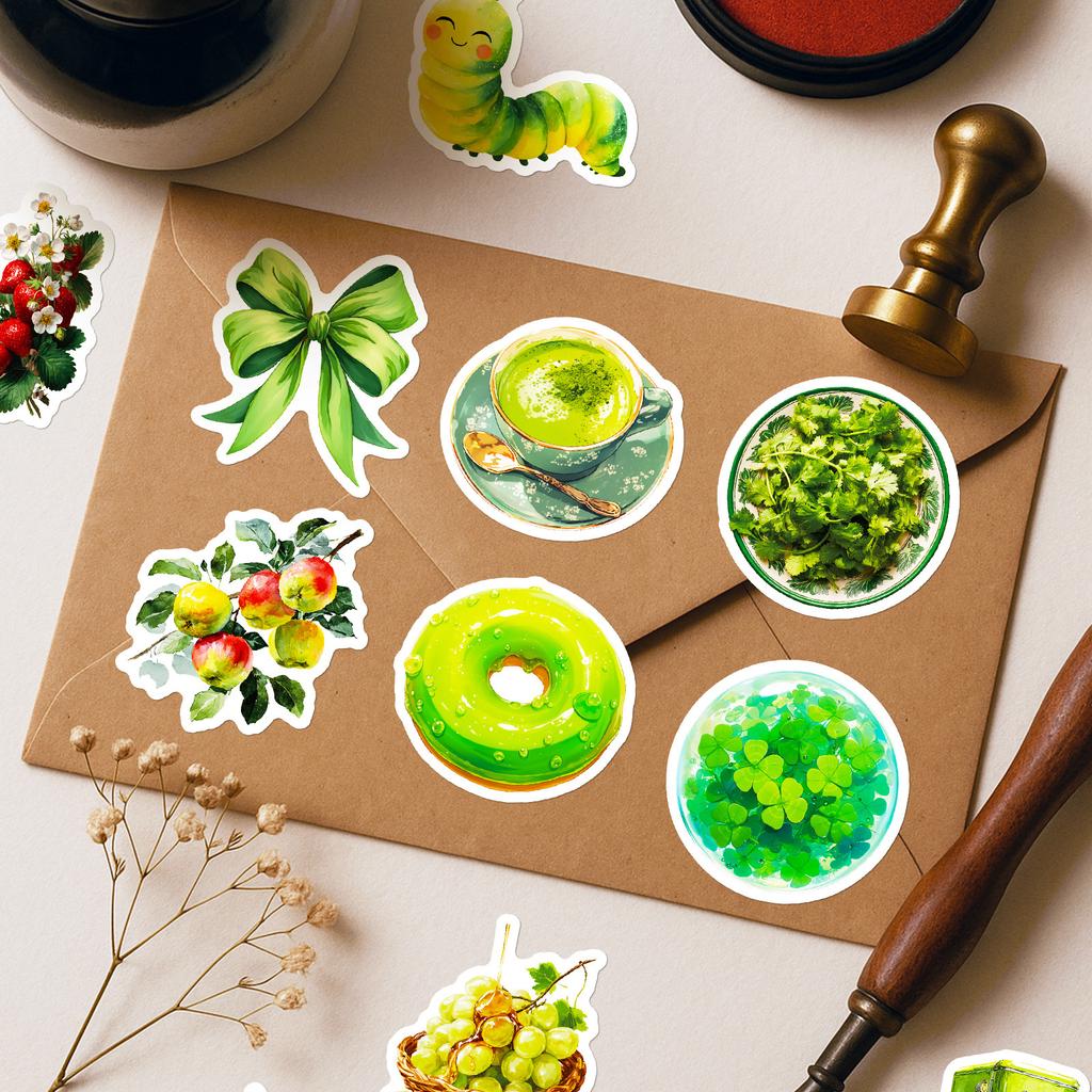 56PCS Green and Healthy Life Graffiti Stickers, Fresh Literary and Creative Notebook Stationery, Luggage Stickers