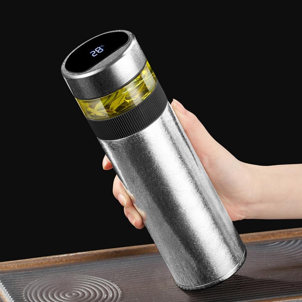 520ml Smart Thermos Bottle For Tea With Separation Strainer Infuser Temperature Display Titanium Insulation Vacuum Flask