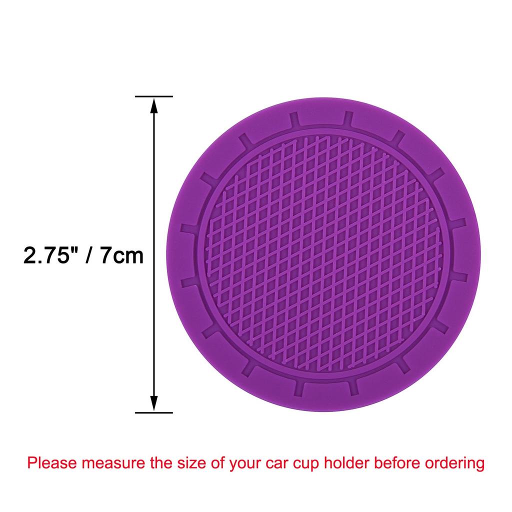 Wisdompro Car Non-Slip Coaster Drink Holder Cup Mat Vinyl Anti Slip Vibration Round 70mm Diameter 4pcs Purple