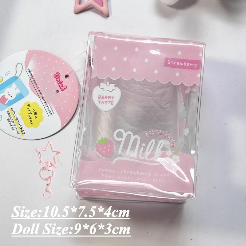 Kawaii Mini Doll Storage Bags with Keychain Cute Candy PVC Bag Transparent Display Bag for Girls Gifts Kids Toys Organization
