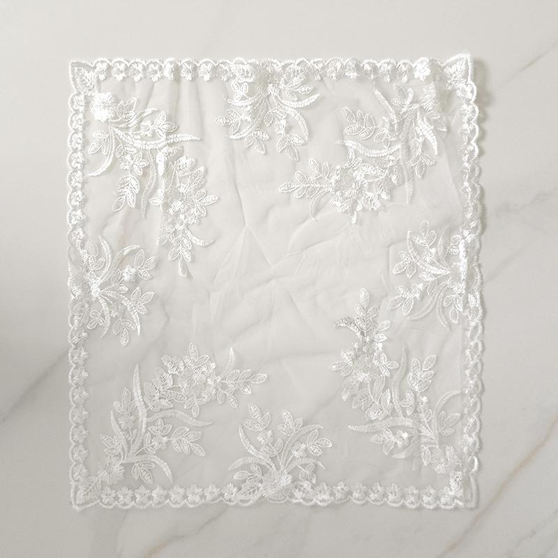 Lace Embroidery Dust Mat Table Mat Photo Decoration Background Props Home Tablecloth Cover Towel Transparent Mesh Beautiful White