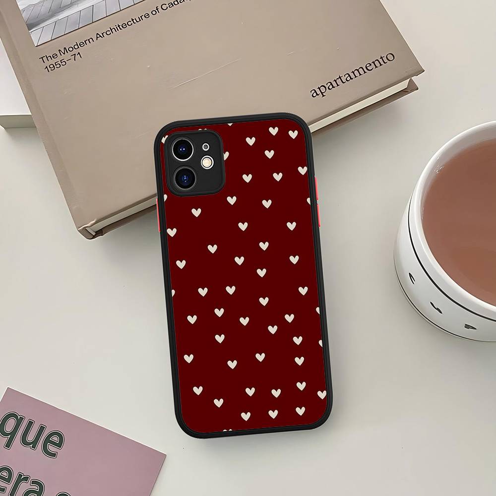 Love Heart Cute Silicone Case For IPhone 16 15 14 13 12 11 Pro Max Plus X XS MAX Shockproof Matte Cover