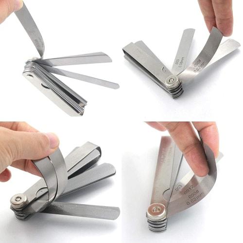 JUTOSU Thickness Gauge, 32-Piece Steel Feeler Gauge with Dual Marking, Metric & Imperial, 0.02-1mm Gap Measurement Tool