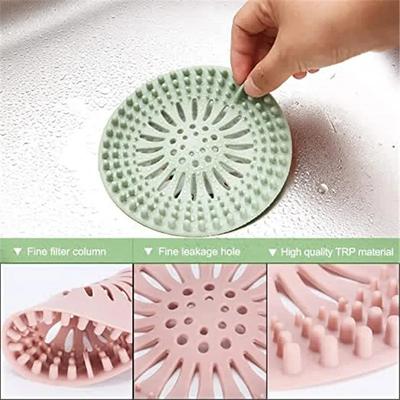 Round Silicone Drain Hair Catcher, Kitchen Sink Strainer Bathroom Shower Bath Stopper Drain Cover Hair Trap for Kitchen