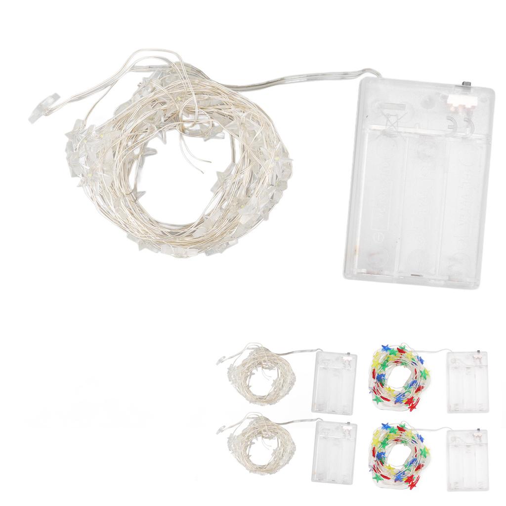 2 Sets Pentagram LED String Lights Battery Operated Fairy Star Lamp String Festival Decorations 5m