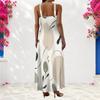 Women Plus Size Scoop Neck Strappy Sleeveless Abstract Print A Line Maxi Dress